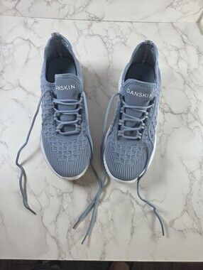 Danskin Light Blue Knit Slip-On Sneakers with Lace Detail(B41)